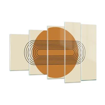 Produktbild von Bilder auf glas - 5 Teile - Stück Geometrisch Orange - 150x100cm - Glasbilder - Wandbilder - Bilder - zum Aufhängen bereit - Wanddekoration aus Glas - Glas Bilder - Wandbild auf Glas - GEG150x100-4877