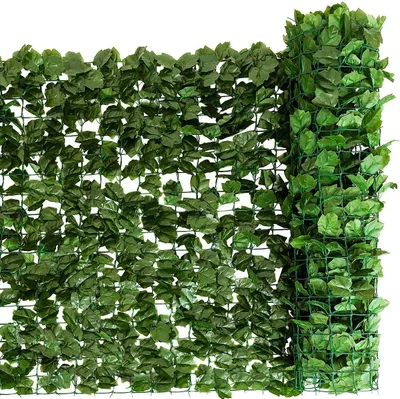 COSTWAY Umělá rostlina Wall Hedge Ivy Leaves Privacy Screen Hedge Plant Windbreak pro zahradní dekorace 150 x 300 cm