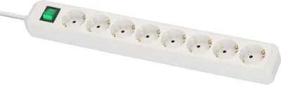 Productafbeelding van Brennenstuhl Eco-Line stekkerdoos met schakelaar, 8 stopcontacten, wit, 3 meter, kabel H05VV-F 3G1,5, artikelnummer 1159320018