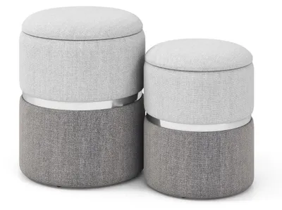 Produktbild von 2-teiliges Ottoman-Set aus Samt mit Stauraum, Grau