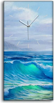 Produktbild von Dekor Leinwand Uhr Wandbilder Geräuschlos 30x60 Gemälde Meer Wellen Wolken Kunst - weiße Hände