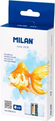 Obrázok produktu pre Farby akwarelowe w kostkach 12 kolorów MILAN