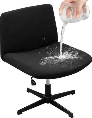 Produktbild von (Schwarz)Armloser Criss-Cross-Schonbezug mittlere Rückenlehne, Drehstuhl Stuhlbezug ,Breiter Stuhlschutz dehnbar abnehmbar Stretch-Computer hohe Rückenlehne für Büro-Schreibtischstühle
