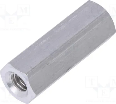 Immagine prodotto di 10 distanziatori filettati con filettatura interna M4, lunghezza 20 mm, esagonali, dimensioni 136x20. Distanziatori