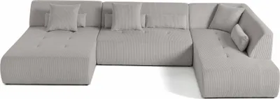 Produktbild von Lisa Design Onyx - 7-Sitzer Wohnlandschaft rechts - Cord , Hellgrau