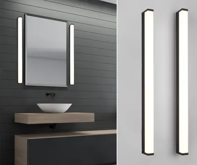 Produktbild von LED Wandlampen Set für Bad & WC Schwarz 80cm Spiegelleuchte seitlich - Badlampen