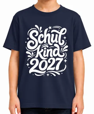 Produktbild von Schulkind 2027 Einschulung Erster Schultag Schultüte Grundschule Kinder T-Shirt, Navy, 152