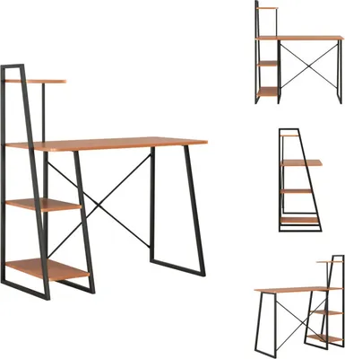 Image de vidaXL Bureau avec étagère noir et chêne 102×50×117 cm - Bureaux
