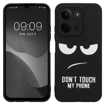 Produktbild von kwmobile Hülle kompatibel mit Xiaomi Redmi 15C 5G - Handyhülle Silikon Case - Don't touch my Phone Weiß Schwarz