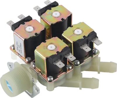 Zdjęcie produktu dla DC 12V DN20 G3/4" 1 wejście 4 wyjścia Elektromagnetyczny zawór z tworzywa sztucznego, normalnie zamknięty zawór spustowy wody