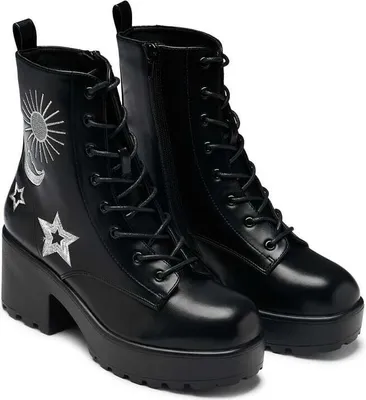Produktbild von KOI Boot Damen Astro Silver Star & Moon Chunky Boots schwarz EU36