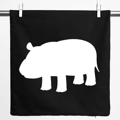 Produktbild von Huuraa Kissenbezug Nilpferd Silhouette 40x40cm Black Baumwolle Dekokissenbezug Geschenkidee