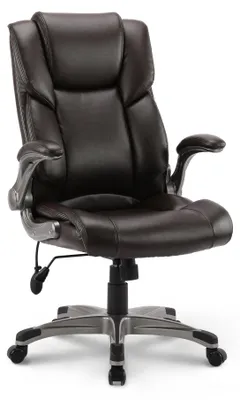 Immagine prodotto di Sedia da ufficio COLAMY – Sedia da ufficio ergonomica in ecopelle, con schienale reclinabile, braccioli regolabili e altezza regolabile – Marrone