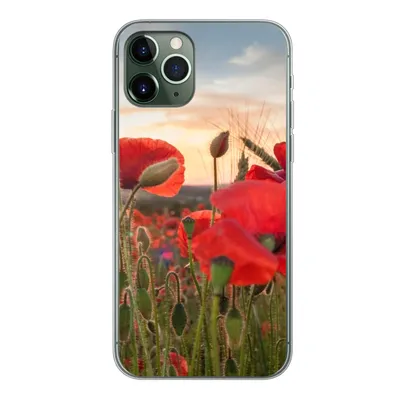 Produktbild von MuchoWow® Handyhülle Schutzhülle Hülle für iPhone 11 Pro Sonnenuntergang hinter den schönen Mohnblumen Silikon Softcase Handy Hülle - Handy