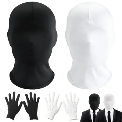 Halloween-Masken-Set, 4-teilig, schwarz/weiß, mit Handschuhen