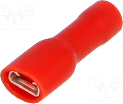 Image de Connecteur à sertir : plat, 0,8 mm, femelle, 4,8 mm, pour câbles de 0,25 à 1,5 mm², isolé, référence BM 00192. Connecteur isolé