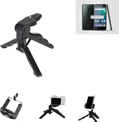 Produktbild von K-S-Trade Stativ Tisch-Ständer Dreibein Handy-Stativ Ständer kompatibel mit HTC U11 Life Mini-Stativ Smartphone Tripod Handy-Stativ aus Plastik