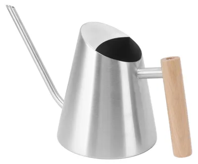 Zdjęcie produktu dla Konewka z długą wylewką Nierdzewna konewka ze stali nierdzewnej z drewnianym uchwytem do ogrodu Bonsai Indoor Outdoor Silver