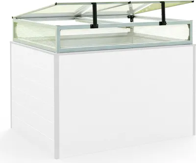 Produktbild von Frühbeetkasten 119x77 cm Frühbeetaufsatz  Aufzucht Treibhaus, Aluminium mit Polycarbonat Doppelstegplatten, UV-beständig, inkl. Öffnungsklappen