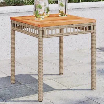 Produktbild von Möbel Gartentisch Beige 38x38x42 cm Poly Rattan Akazienholz - Gartentische 365865