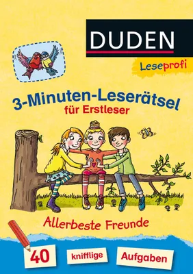 Image de Duden Leseprofi – 3-Minuten-Leserätsel für Erstleser: Allerbeste Freunde: 40 knifflige Aufgaben | Zuhause lernen, für Kinder ab 6 Jahren (Rätselblock