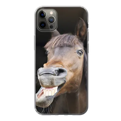 Produktbild von MuchoWow® Handyhülle Schutzhülle Hülle für iPhone 12 Pro Max Pferd - Lustig - Stall - Kinder - Jungen - Mädchen - Kinder Silikon Softcase Handy Hülle - Hartschale