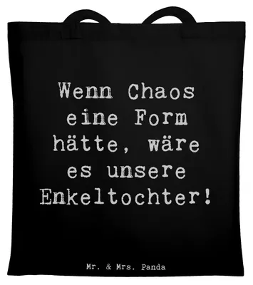 Produktbild von Mr. & Mrs. Panda Shopping Tasche Spruch Enkeltochter Chaos - Schwarz - Geschenk, Familie, Erinnerungen, Verwandte, Schultasche, Freude, Laptoptasche, Lebensfreude, Beutel