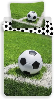 Image de Parure de lit, coton, football AG3076 (lit simple) (Noir/Blanc/Vert)