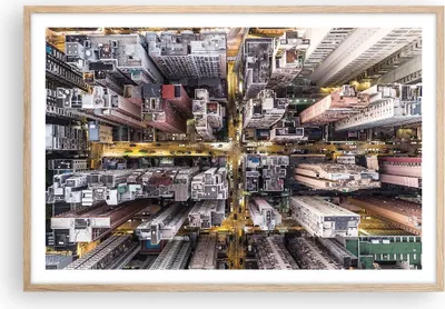 Produktbild von Gerahmtes Poster - Rahmen in heller Eiche - Metropole Luftaufnahmen Straße - 91,5x61 cm - Wand Bild - Wanddeko - Wandbilder - Kunstposter - Wandposter - Bilderrahmen - Bilder - P2NAA91x61-4507