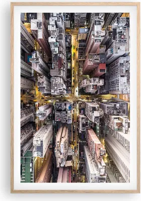 Produktbild von Gerahmtes Poster - Rahmen in heller Eiche - Metropole Luftaufnahmen Straße - 61x91,5 cm - Wand Bild - Wanddeko - Wandbilder - Kunstposter - Wandposter - Bilderrahmen - Bilder - P2NPA61x91-4507