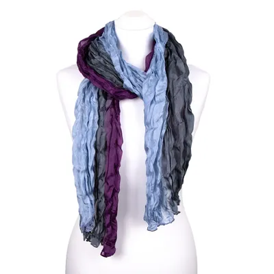 Produktbild von Knitterschal Halstuch Schal XXL grau brombeere Farbverlauf 100% Seide 180x90cm