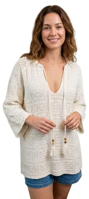 Produktbild von Damen-Tunika Zara Häkel-Look Boho Ecru M