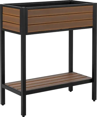 Produktbild von Dehner Hochbeet Houston, schmales Balkonhochbeet, 87 x 76 x 38 cm, Volumen 40 l, Kunststoff / Aluminium, braun
