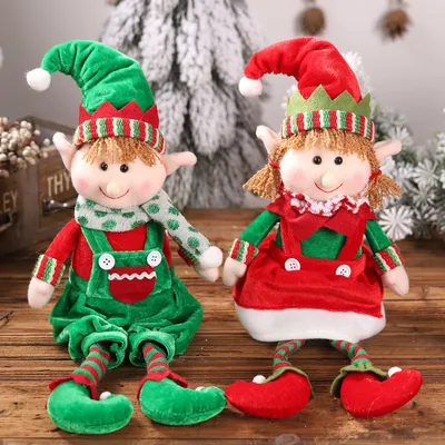 Produktbild von 2X Elfen Plüsch Weihnachten gefüllte Puppen, 48cm Jungen und Mädchen Elfen Urlaub niedliche Plüsch Regal Spielzeug, Weihnachten Party Festliche Dekor,