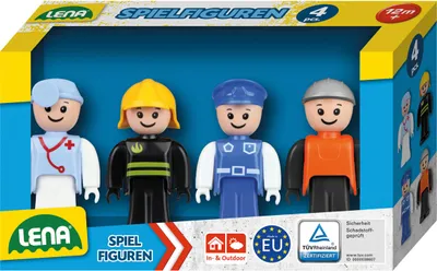 Produktbild von Simm TRUXX Spielfigurenset, blau, Kunststoff, 4 bewegliche Figuren (Arzt, Feuerwehr, Polizei, Bauarbeiter), 18 x 5 x 10 cm, ab 12 Monaten, Sandkasten, Garten und Strand