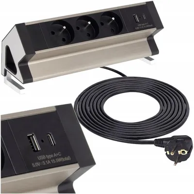 Produktbild von Design Light DESKBOX Schuko Steckdose 3x 230V 2x USB