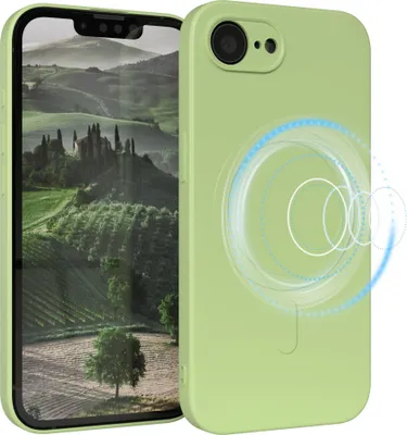 Produktbild von EAZY CASE - Silikonhülle magnetisch für Apple iPhone 16e, Hülle Silikon, weich stoßfeste Magnet Handyhülle, Schutzhülle mit Kameraschutz, TPU Bumper in Grün
