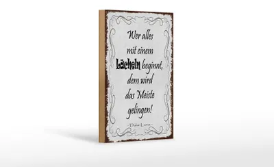 Produktbild von Holzschild Spruch 18x12cm wer alles mit Lächeln beginnt