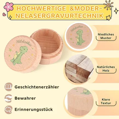 Holz Milchzähne Box für Kinder, Niedliches Motiv