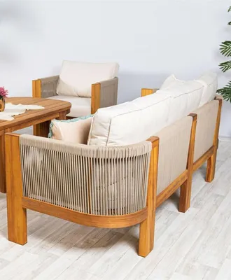 Produktbild von Sitzgruppe Sofa Couchtisch Sessel 4tlg. Set Gartenmöbel Terrasse Beige