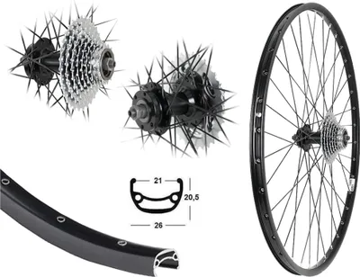 Produktbild von AGGRO-X 28 Zoll Alu Hinterrad 21-622 Laufrad Hohlkammer MTB Disk Scheibenbremse 6-Loch mit 9 Fach Zahnkranz 27 Gang