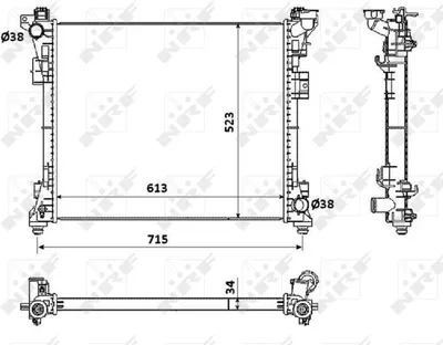 Produktbild von NRF 53900 Kühler Wasserkühler Motorkühler für CHRYSLER GRAND VOYAGER V (RT) für LANCIA Voyager (404)
