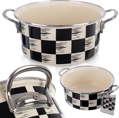 Image de Orion Marmite en émail Marmite émaillée SCHACHBRETT 22 cm 3 L