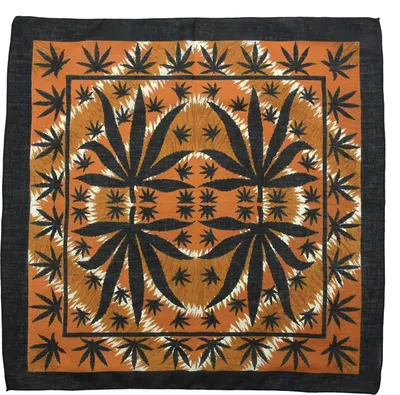 Produktbild von Bandana Tuch - Hanfblatt groß+klein - quadratisches Kopftuch