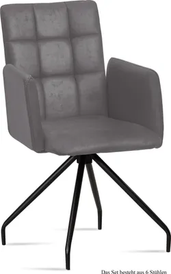 Produktbild von Armlehnstuhl (6er-Set) Devina 52x91x60 Schwarz/Grau