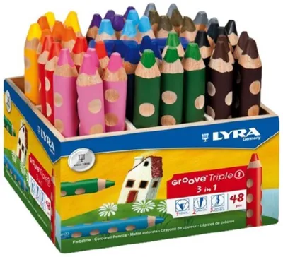 Obrázok produktu pre Lyra Groove Triple 1 farebné ceruzky 48 ceruziek v 12 rôznych farbách v drevenom stojane