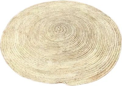 Produktbild von Marrakesch Runder Teppich 140cm handgeknüpft aus Palmenblatt | Teppiche Pampa rund als Boho Wanddeko