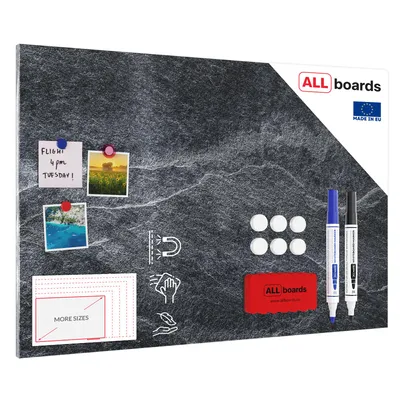 Produktbild von Metallische Magnettafel, MetalBoard, DARK STONE, 90x60 cm + GRATIS Zubehörset