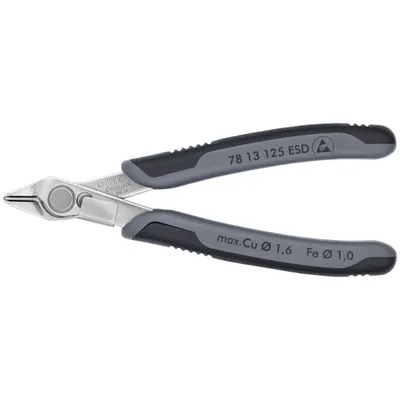 Produktbild von Knipex 78 13 125 ESD, Diagonale Zange, Edelstahl, Stahl, Kunststoff, Schwarz, Grau, 125 mm, 57 g
