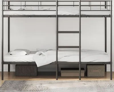 Produktbild von "im Sonderangebot"Etagenbett/Bettrahmen - CLORIS - Einzelbett - Kinderbett ohne Matratze Schwarz 100x200 cm - Einfache Montage -  Stahl - NeuMöbel4810439